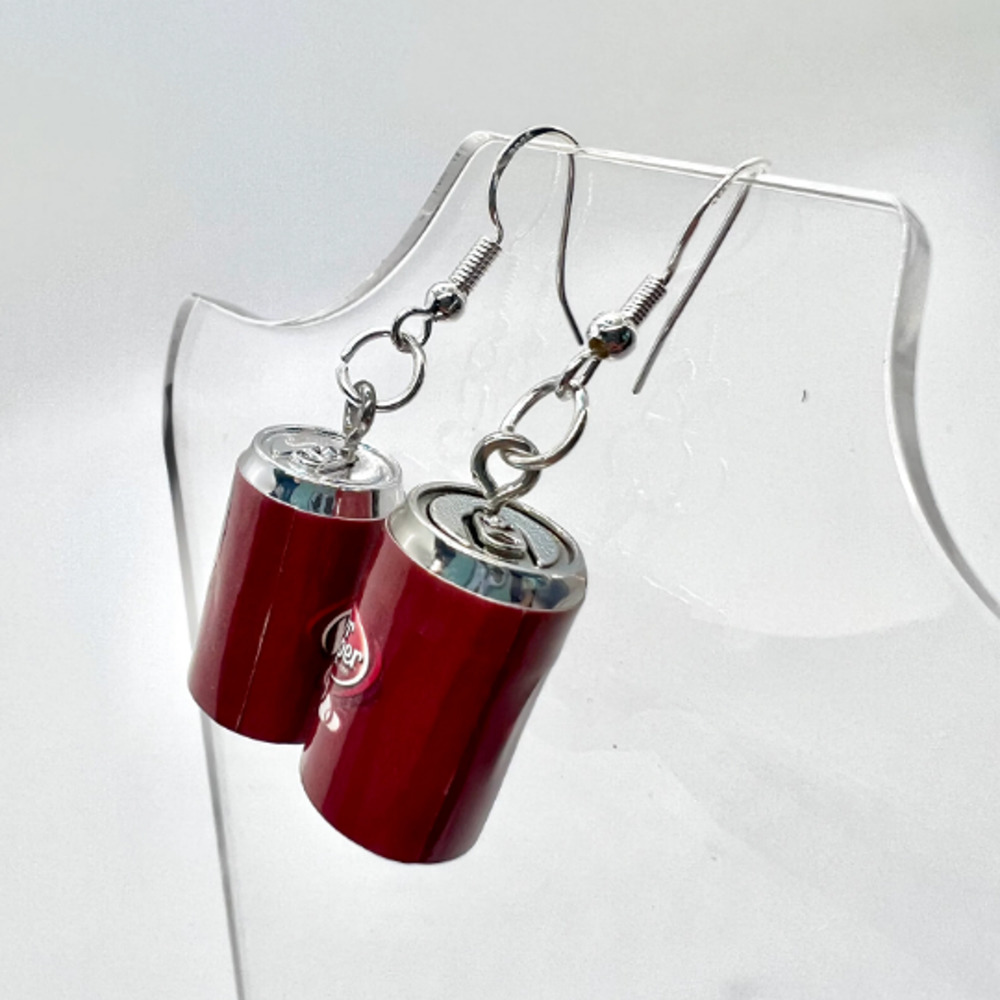 Dr Pepper Earrings - Soft Drink Earrings - Soda Can Earrings - Picture 2 of 7